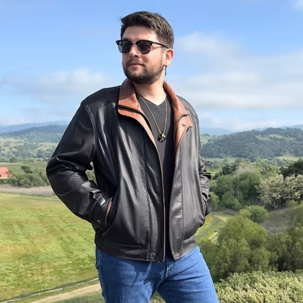 Remy Double Collar Black Leather Jacket Men's Size 46 First Street Leather